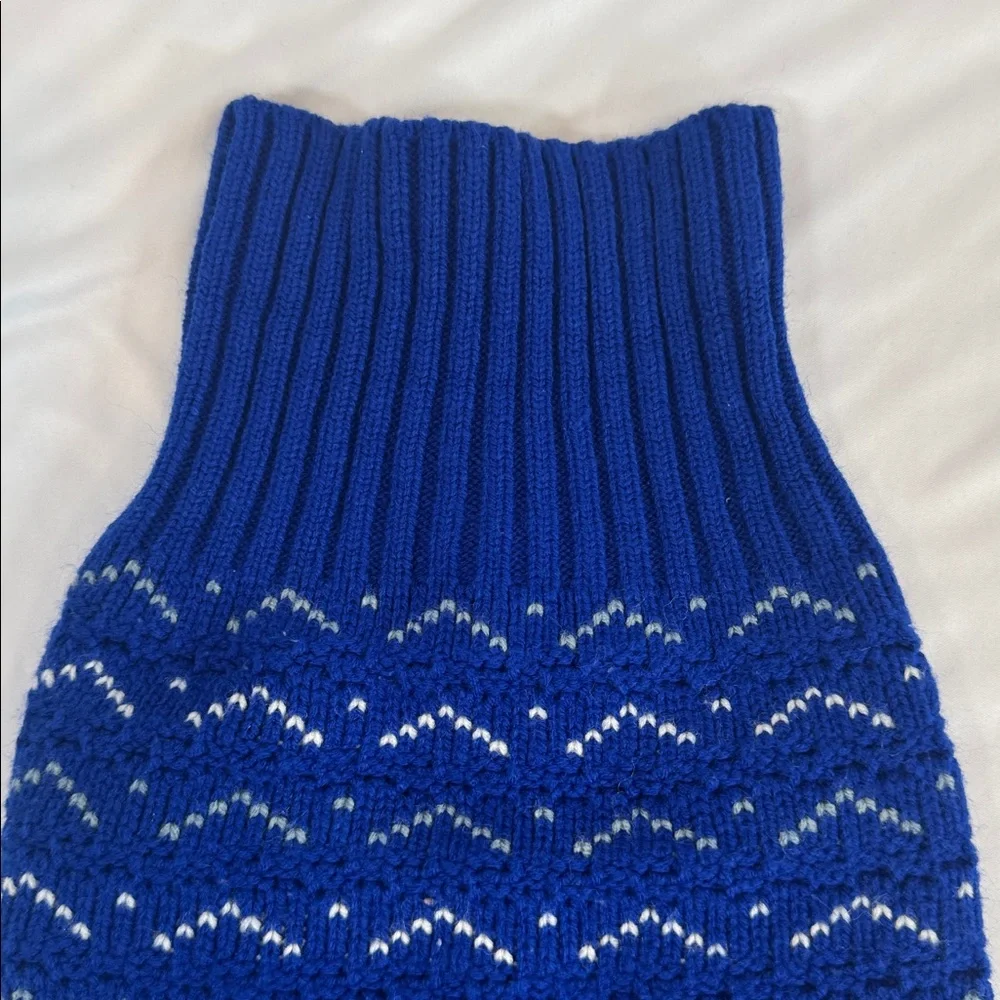 Blue and White Knit Dog Sweater